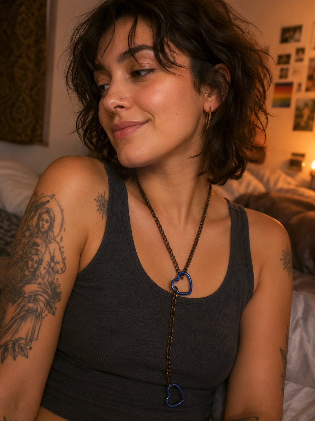 Blue heart slip chain