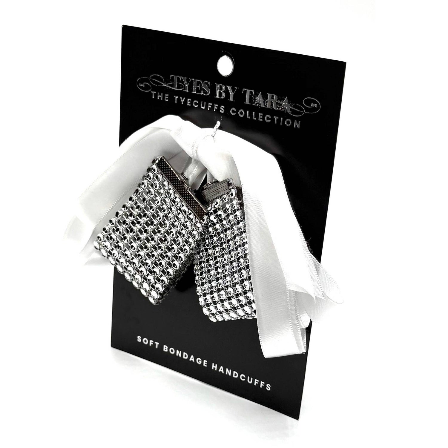 Vixen White Tyecuffs | Sparkly Rhinestone Mesh Handcuffs