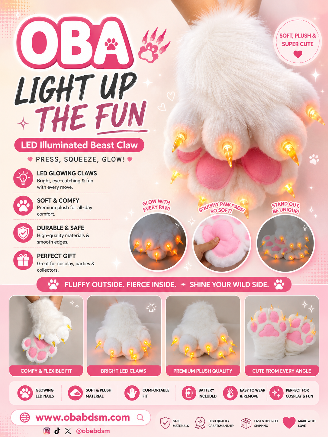 Furry paws that light up