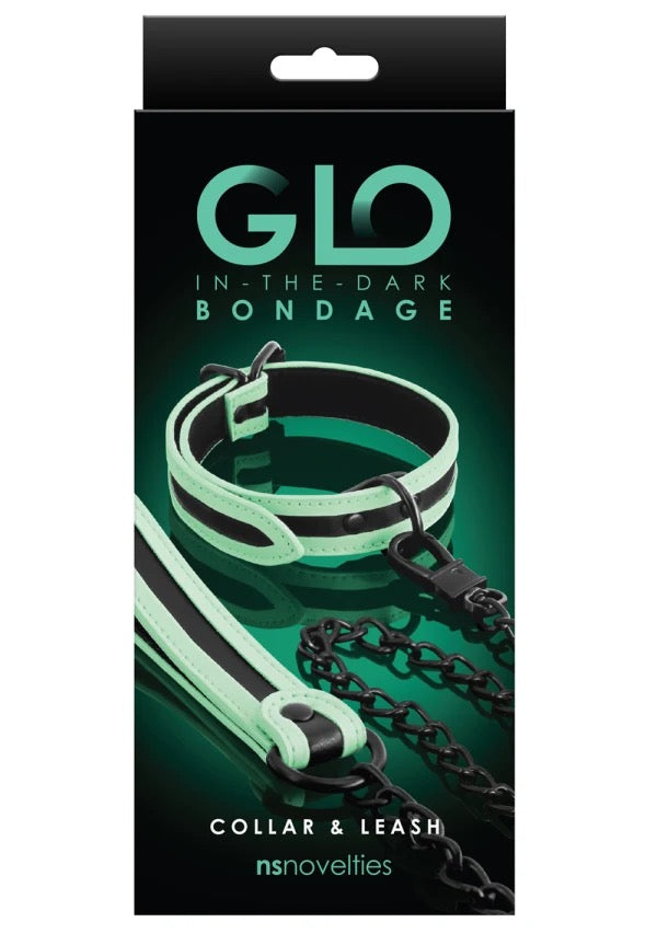 GLO Bondage Collar and Leash Green