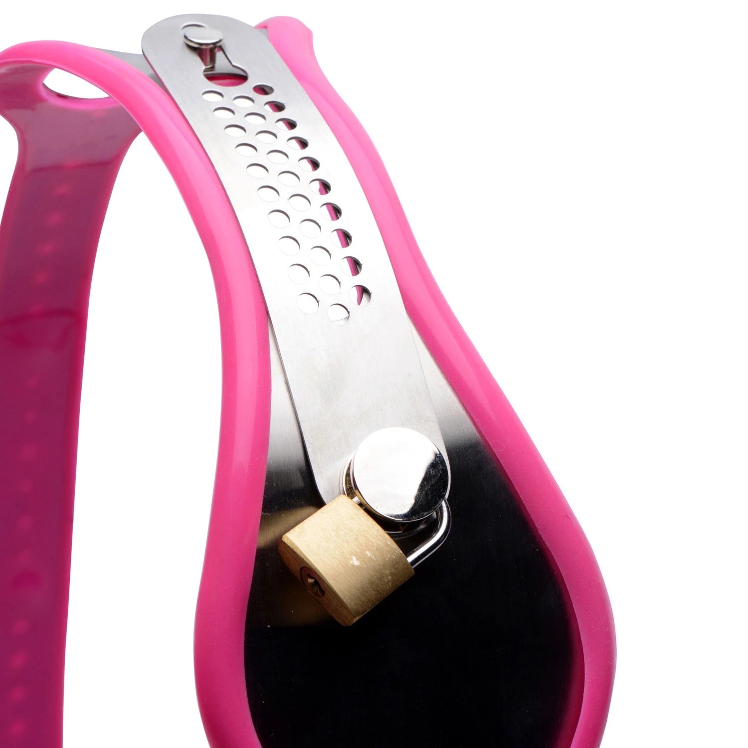 Pink Stainless Steel Adjustable Female Chastity Belt