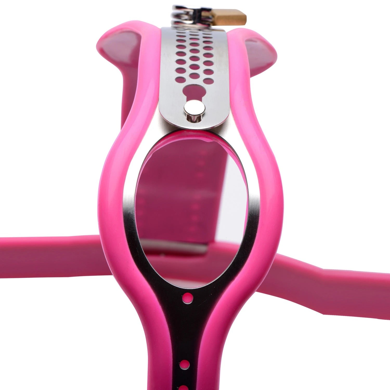 Pink Stainless Steel Adjustable Female Chastity Belt