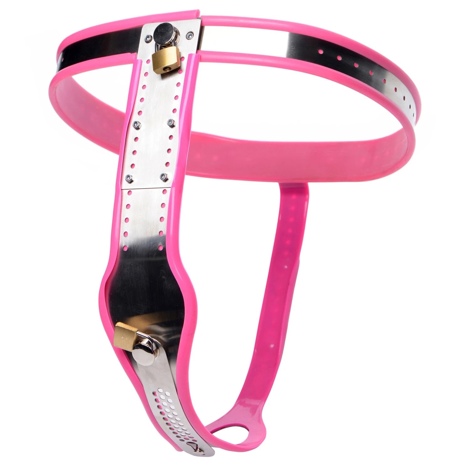 Pink Stainless Steel Adjustable Female Chastity Belt