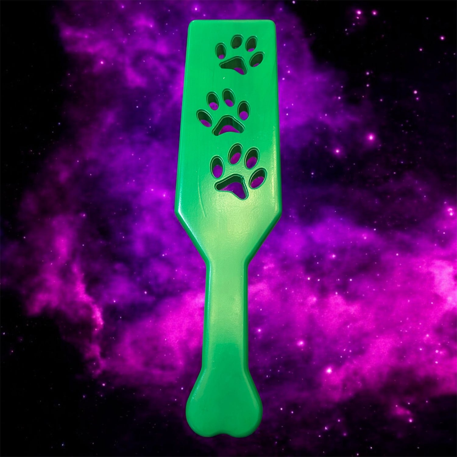 Neon Green Solid Hardwood Paw Paddle