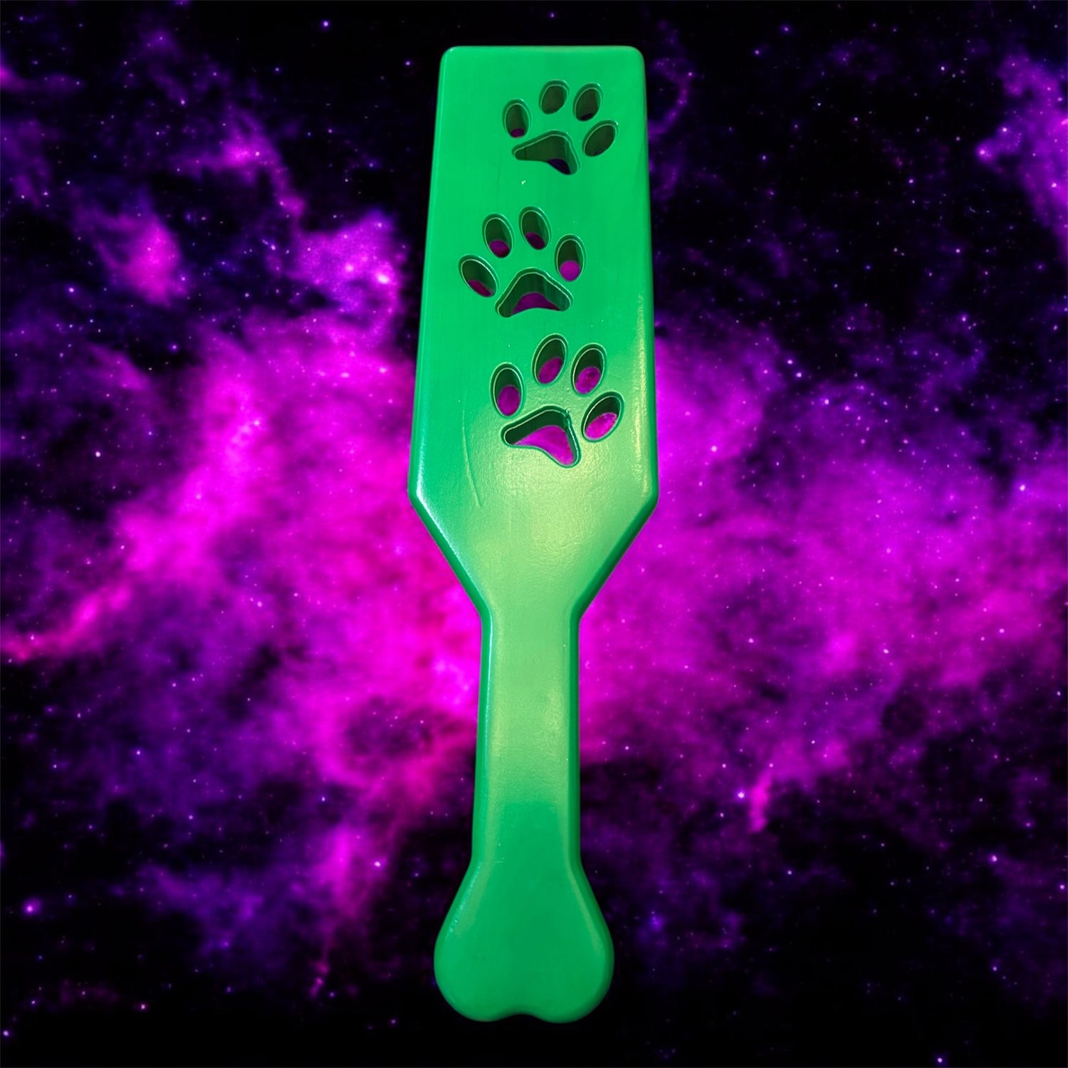 Neon Green Solid Hardwood Paw Paddle