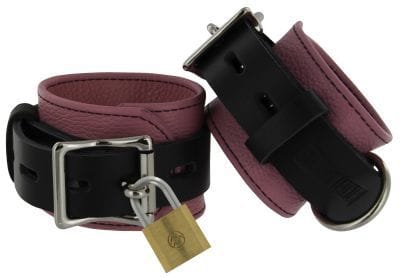 Strict Leather Pink and Black Deluxe Locking Ankle Cuffs
